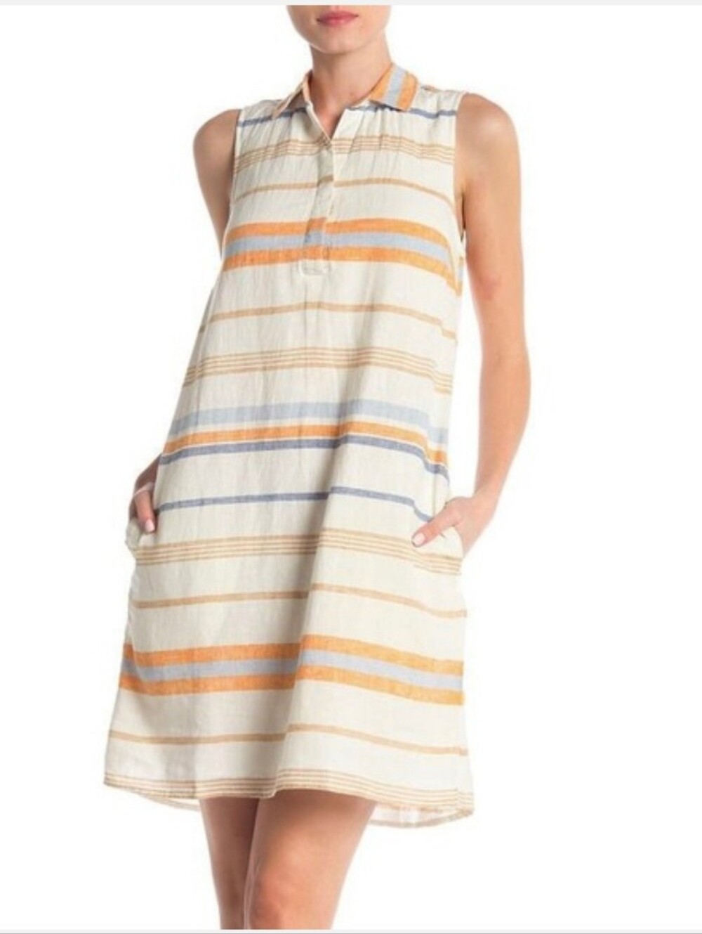 beachlunchlounge Tank Shirt Dress Linen Cotton XS